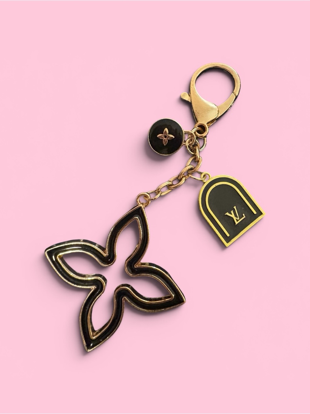 2 Authentic Louis Vuitton charm & Key chain upcycled with Bag Charm Keychain - Picture 3 of 5